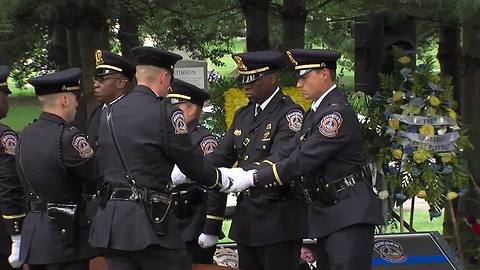 Flag folding ceremony at IMPD Deputy Chief James Waters' funeral