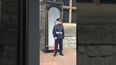 The kings guard 39 engineer regiment stamps his foot #toweroflondon