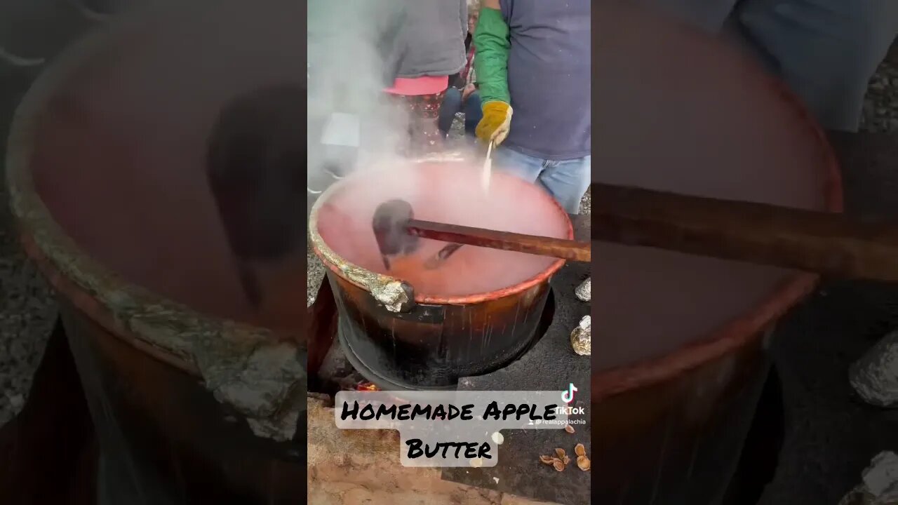 Homemade Apple Butter in a Copper Kettle in Appalachia