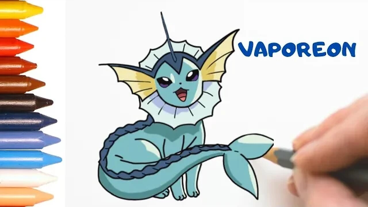 COMO DESENHAR VAPOREON POKÉMON FÁCIL #pokemon #vaporeon #desenho #desenhokawaii
