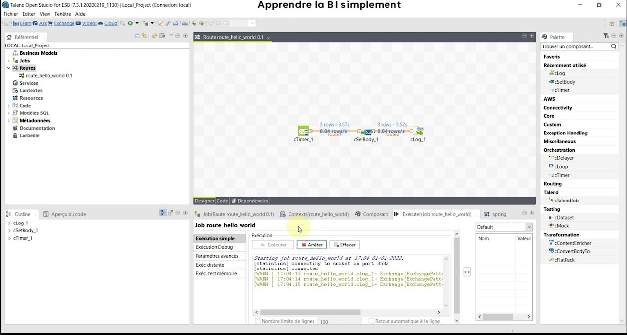 Talend ESB - Création d'une route simple "Hello World"