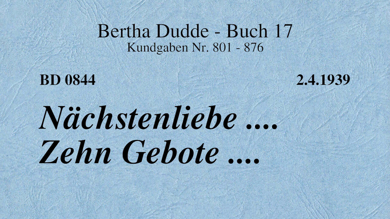 BD 0844 - NÄCHSTENLIEBE .... ZEHN GEBOTE ....