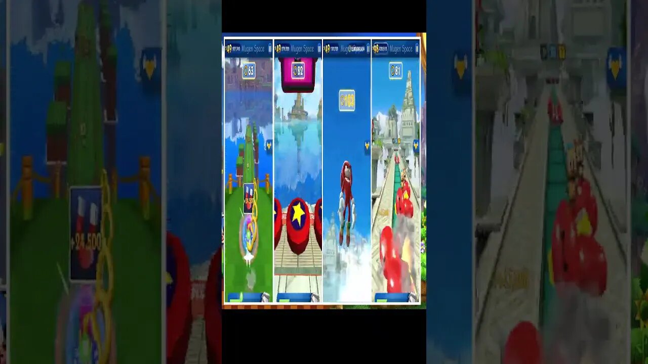 Treasure Hunter Knuckles VS Paladin Amy VS Movie Knuckles VS Silver SonicISonic Dash #shorts #short