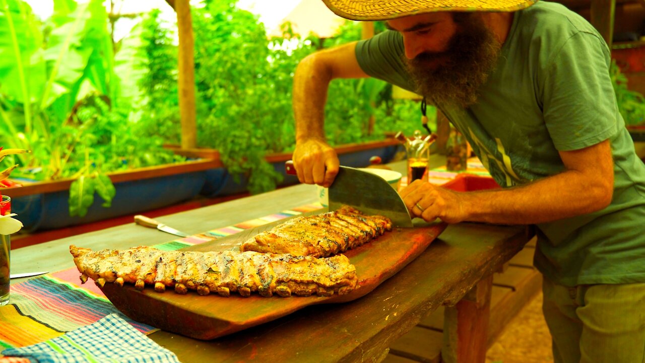 Outdoor Cooking - BBQ Ribs w/ Green Papaya Salad.