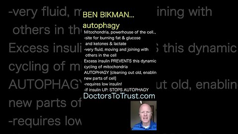 BEN BIKMAN excess insulin PREVENTS mitochondria autophagy, which strengthens the brain, heart cells