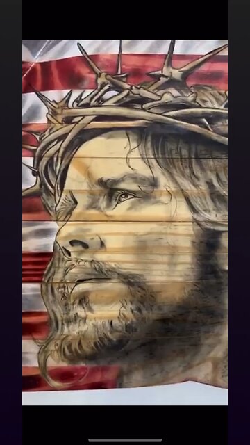 Wooden American Flag w/ Jesus