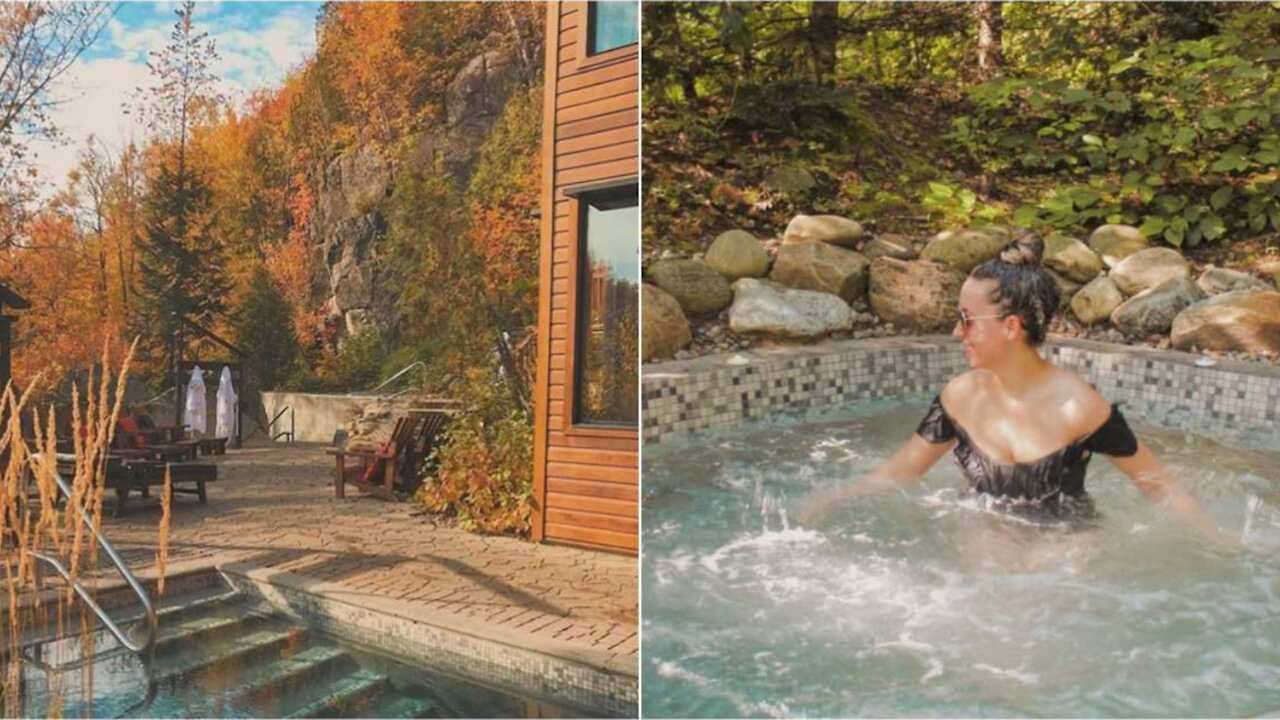 Ce spa en forêt à Rawdon t'offre une vue magique sur l'automne