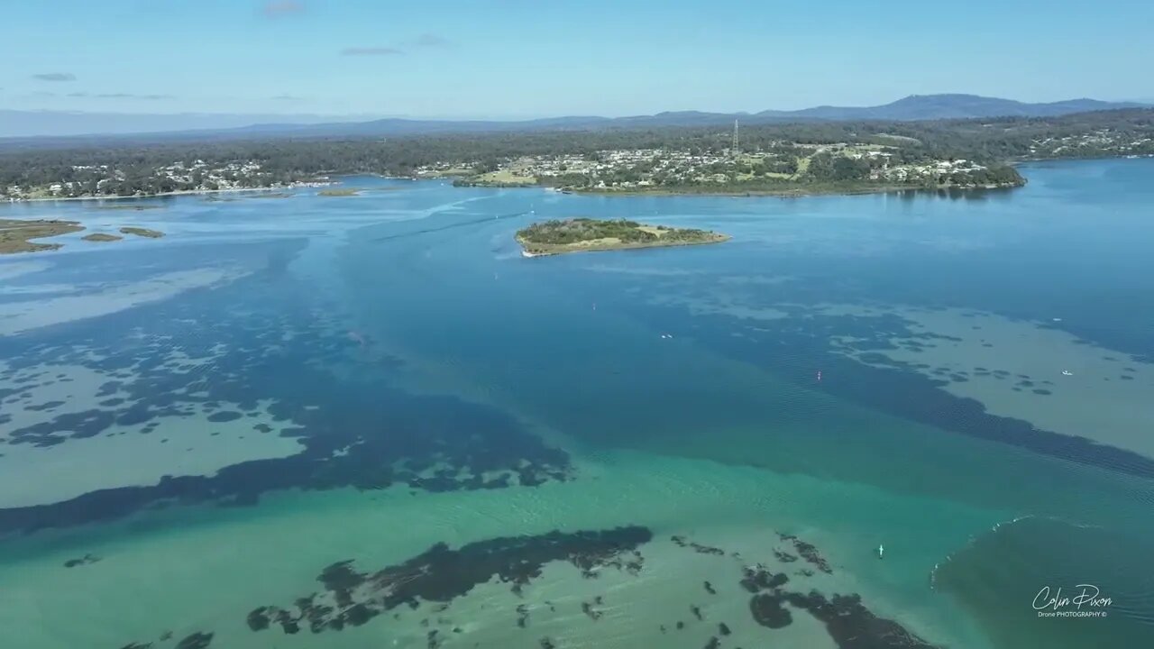 Far-Side of Lake Mallacoota 20 February Summer 23 by drone 4k