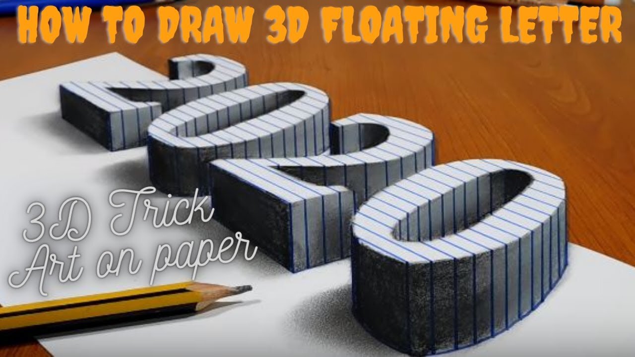 How to Draw 3d Floating Letter // 3d Optical Illusion // 3d trick Art on Paper// Viral Video//DIY.