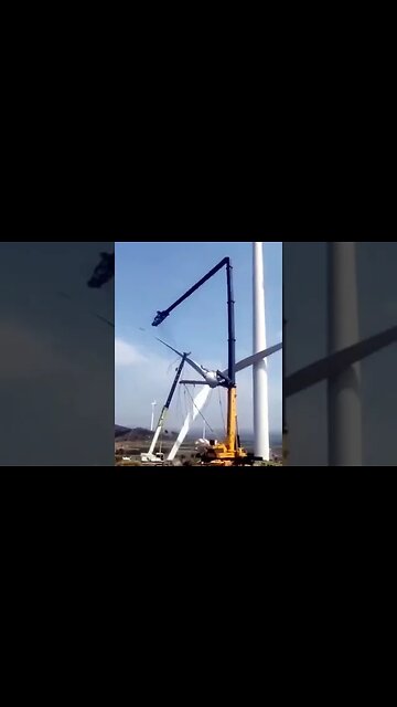 Watch That Wind Turbine Fall Apart over a Giant Crane 😱😱😱😱
