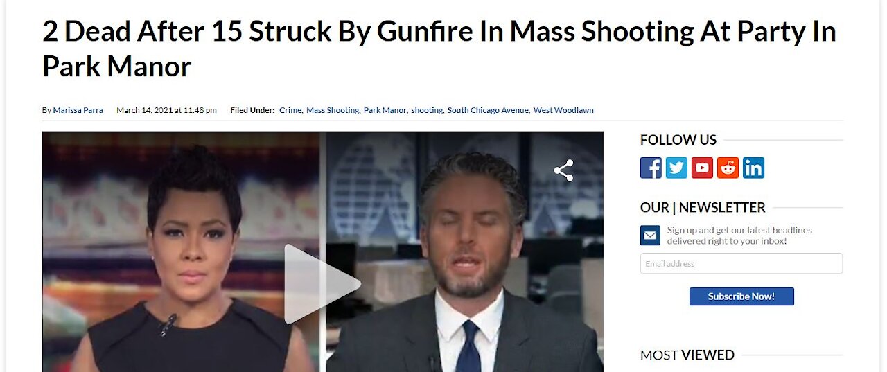 Mass Shooting In Chicago Sunday Gets Ignored By Mainline Media (MSM and Big Tech)
