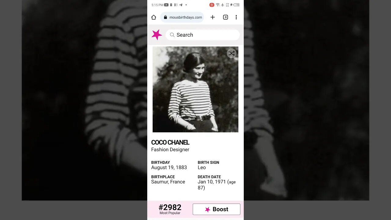 HAPPY BIRTHDAY COCO CHANEL Fashion Designer