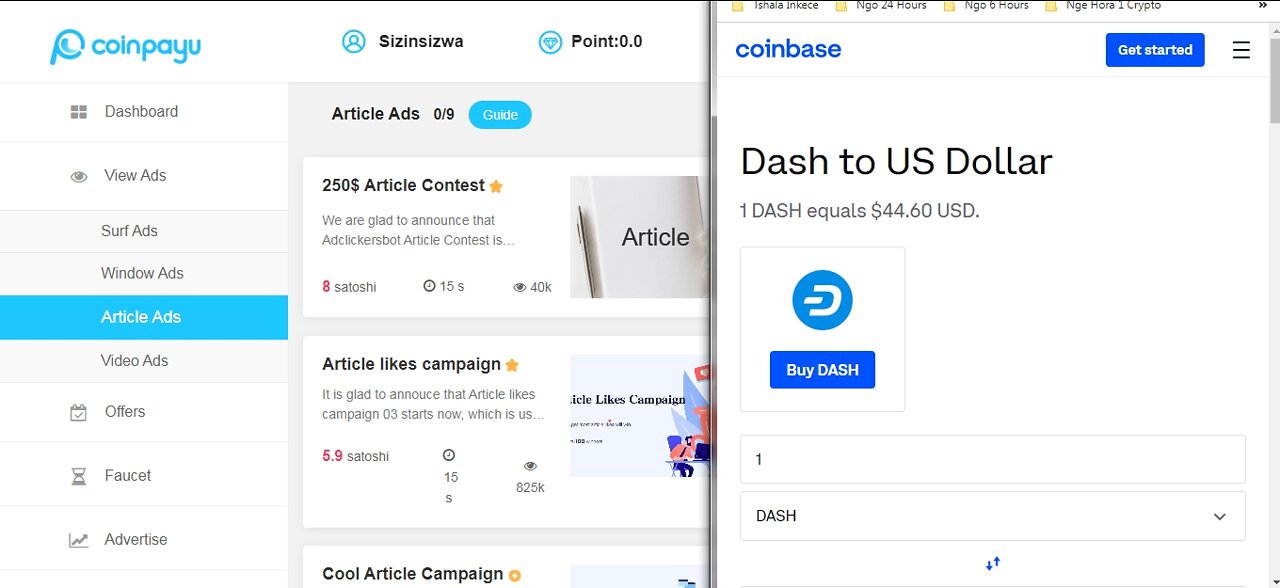 How To Get Free Dash DASH Cryptocurrency Watching Article Ads At Coinpayu & Instant Withdraw