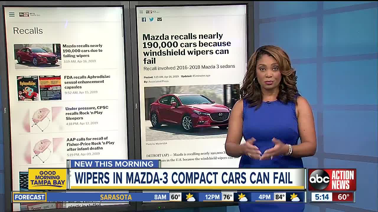 Mazda recalls nearly 190,000 cars because windshield wipers can fail