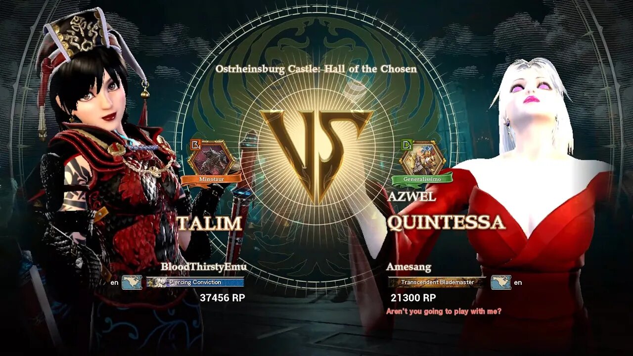 Talim (BloodThirstyEmu) VS Quintessa (Amesang) (SoulCalibur™ VI: Online)