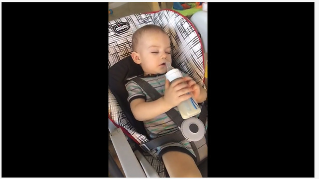 Baby is too tired to finish drinking bottle