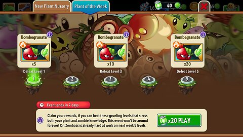 Plants vs Zombies 2 - Plant of the Week - Bombegranate - November 2024