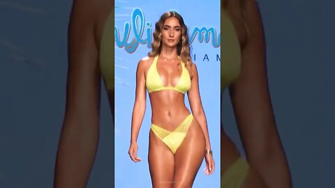 Bikini queen Model Priscilla Ricart wearing yellow 2-piece Luli Fama #miamiswimweek2023 #shiftmodel