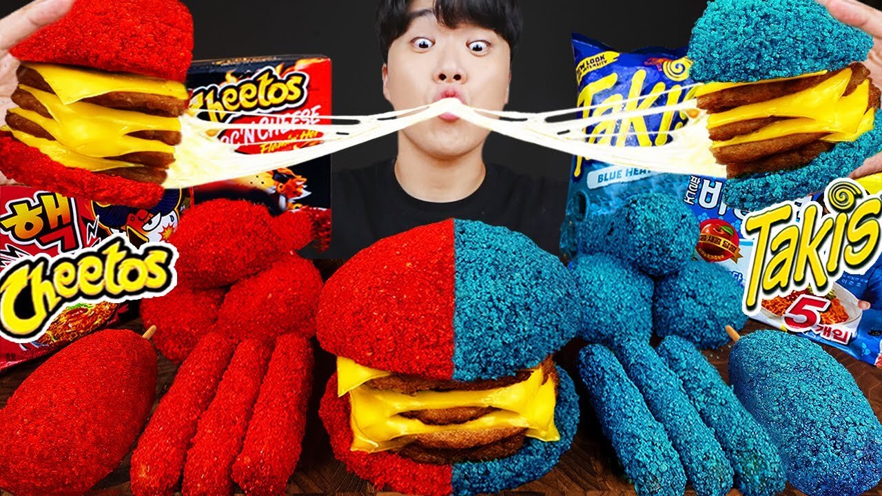 ASMR MUKBANG | CHEETOS CHEESE BURGER, Cheese stick, Fire Noodles, hot dog recipe ! eating