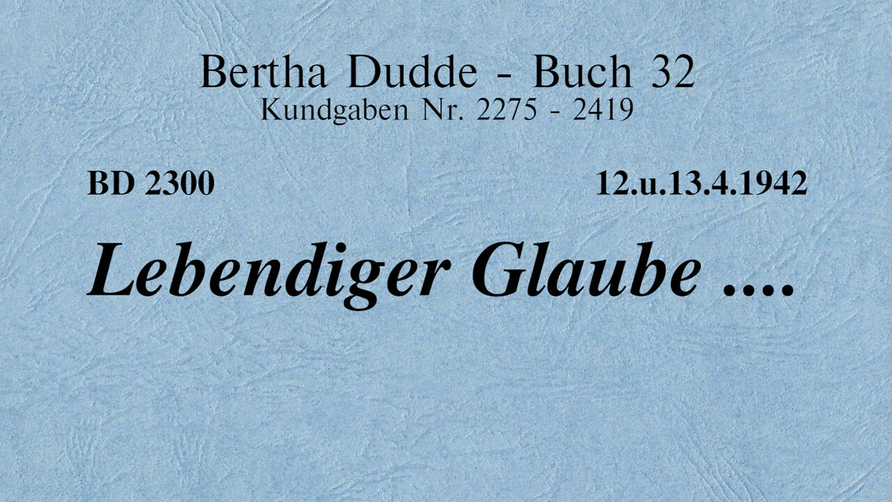 BD 2300 - LEBENDIGER GLAUBE ....