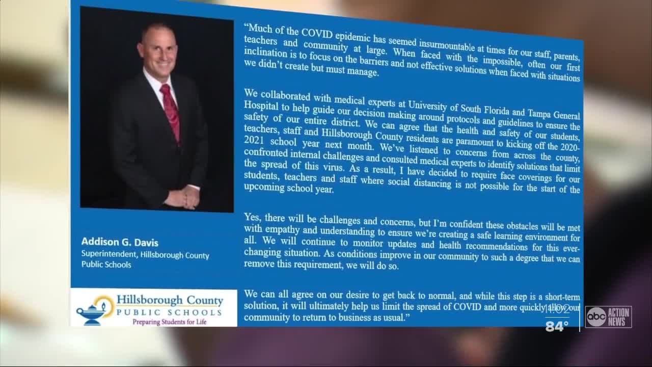 Masks required at start of Hillsborough County Schools school year