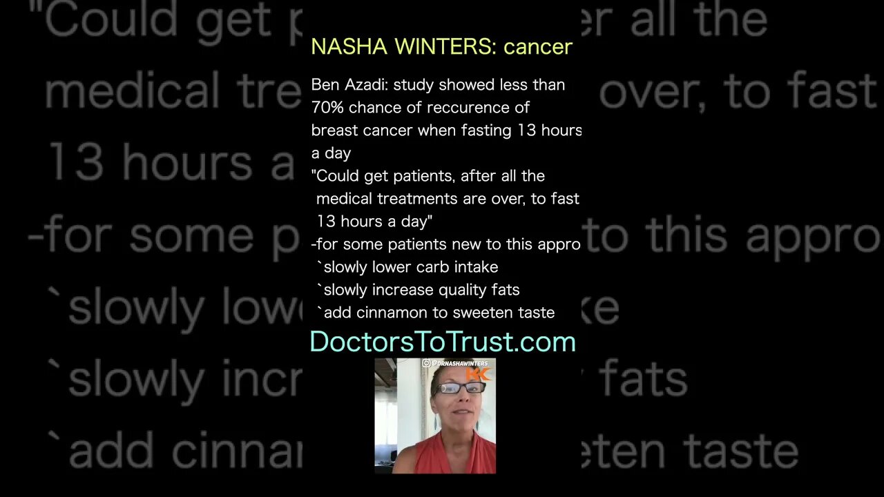 DR NASHA WINTERS Fasting 13 hours a day HELPS with CHEMOTHERAPY