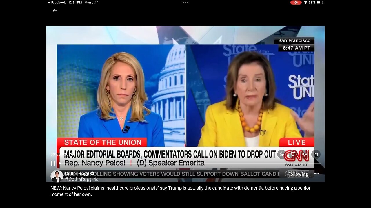 Pelosi slurs while defending Biden’s mental fitness. Says Trump has dementia.