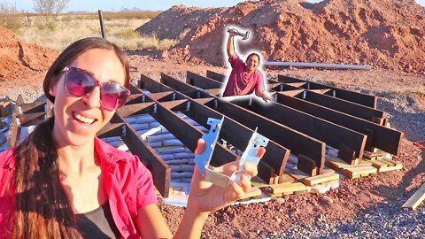Leveling and Securing The Joists To Our Earthbag Root Cellar