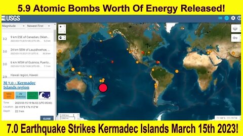 7.0 Earthquake Strikes Kermadec Islands March 15th 2023!
