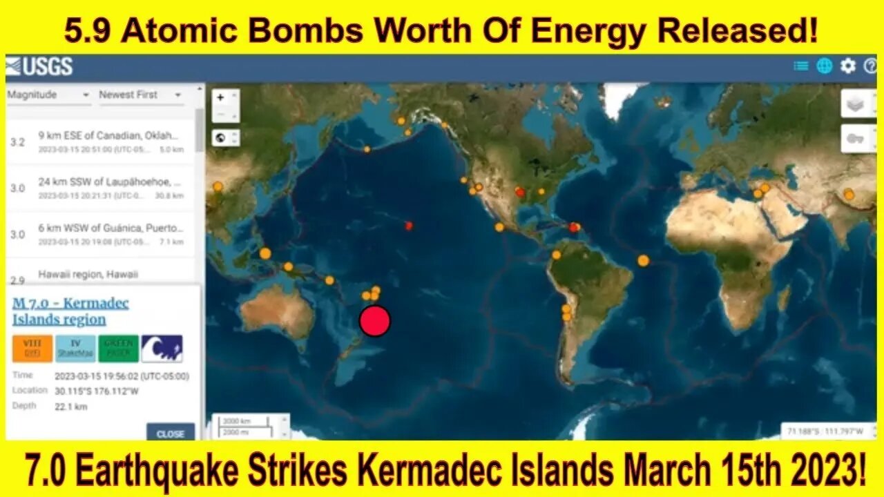 7.0 Earthquake Strikes Kermadec Islands March 15th 2023!
