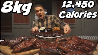 18lb BBQ RIB CHALLENGE IN PARIS!! Alabama BBQ - All you Can Eat Ribs | Camp 31 | Man Vs Food