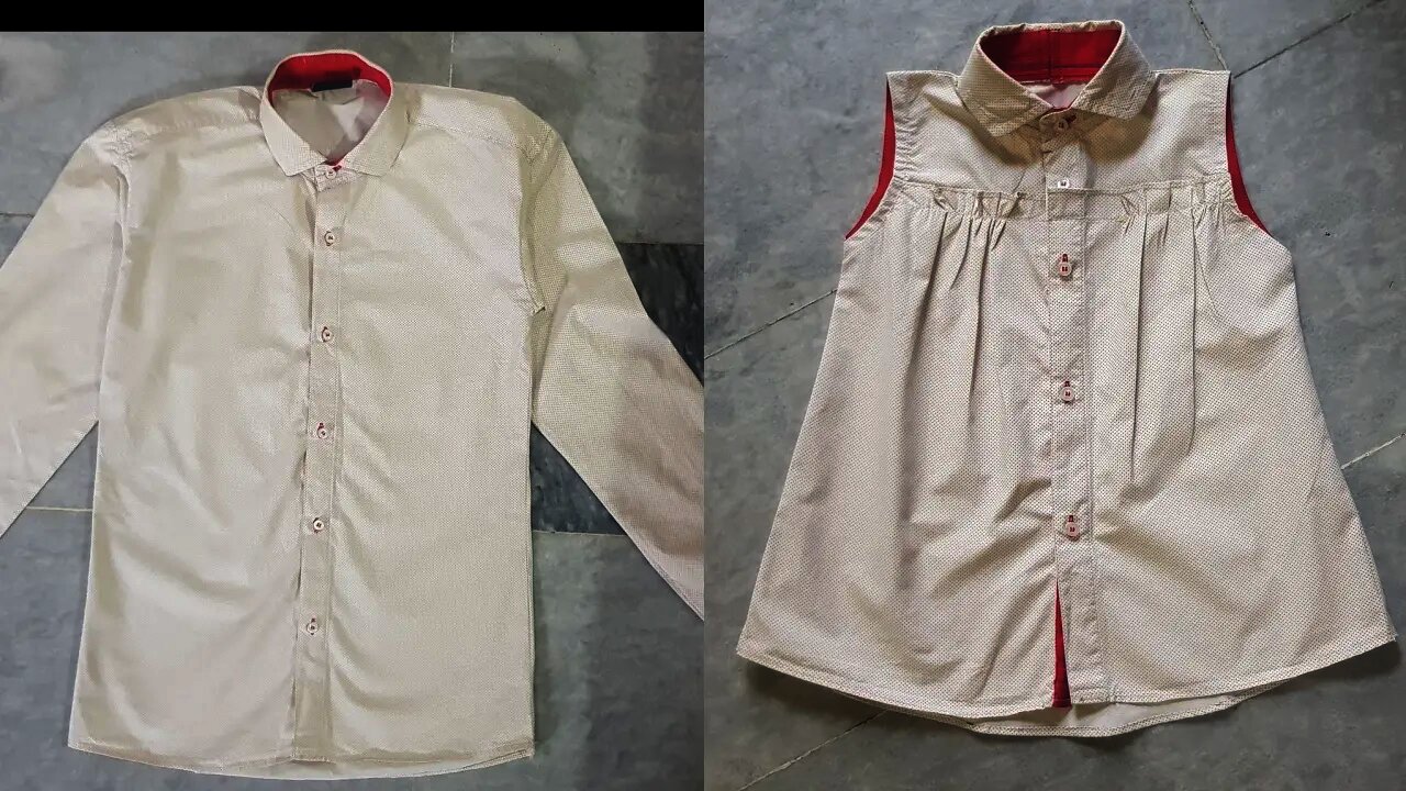 Baby top cutting and stitching from old Boy,s shirt.