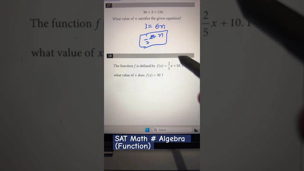 Find the missing value of the given equation#Alebra & Function #youtubeshorts#satmath#youtube
