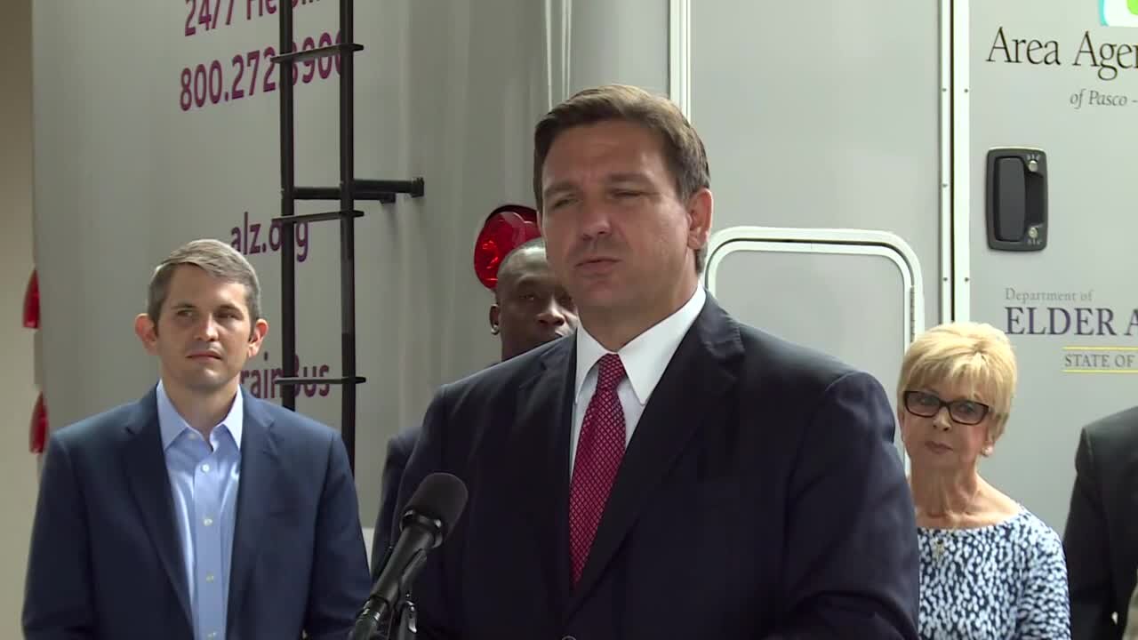 Florida Gov. Ron DeSantis speaks at Jacksonville assisted living center