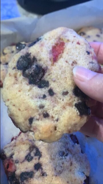 Blueberry, strawberry chocolate chip cookies