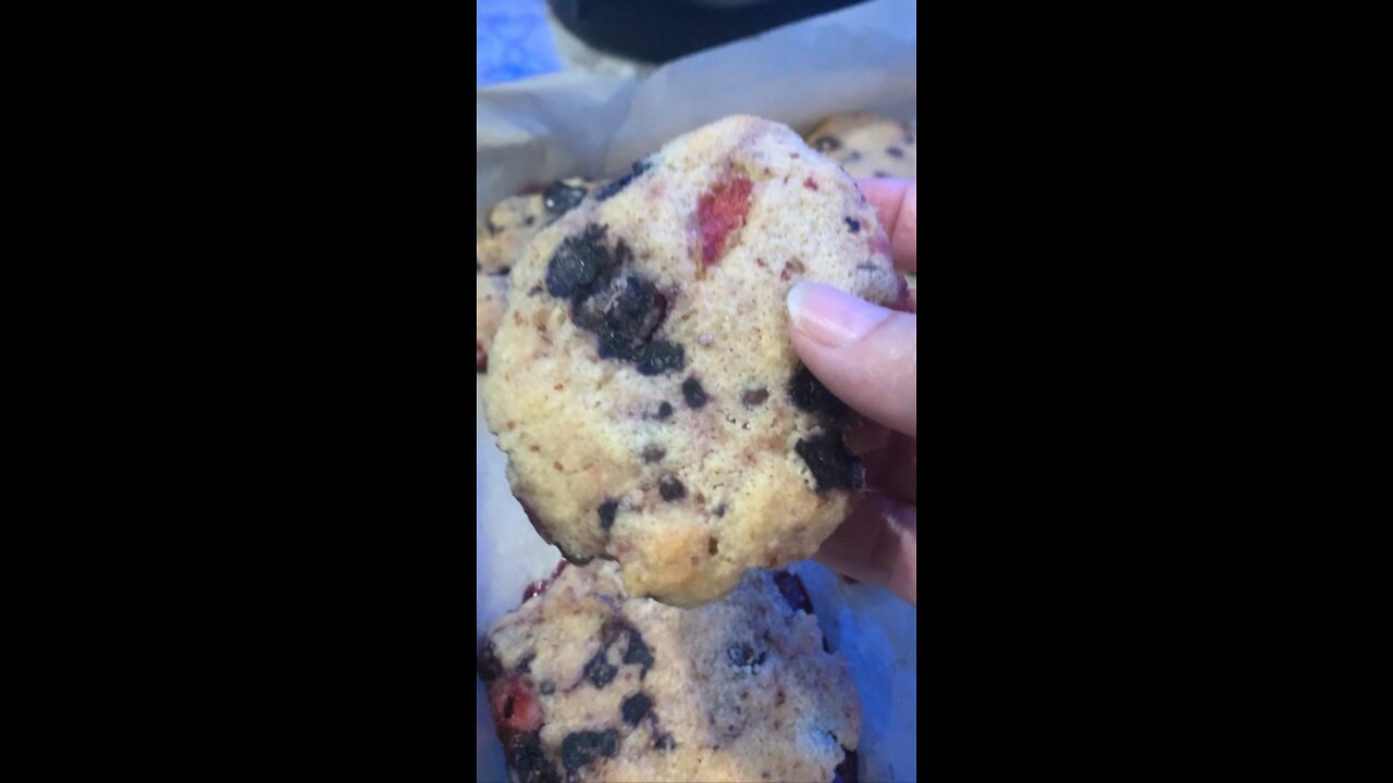 Blueberry, strawberry chocolate chip cookies