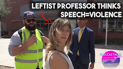 MUST WATCH: LEFTIST PROTESTER THINKS SPEECH IS VIOLENCE