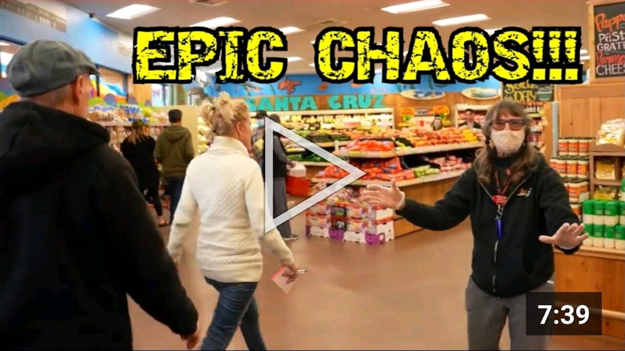 Group of patriots collectively walk into Trader Joe's with no mask on. Leftist loser panic ensues!