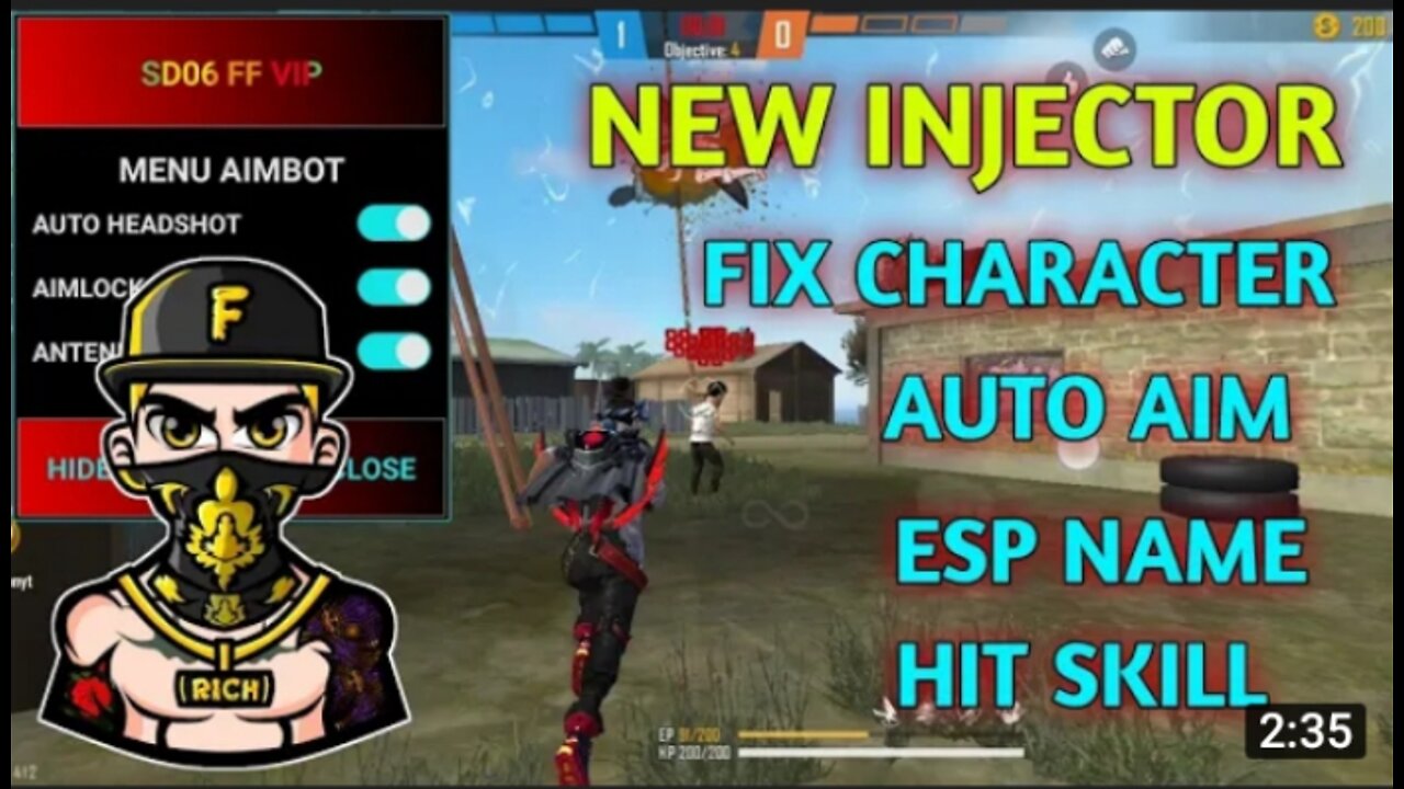 🤩ffh4x Auto Headshot Hack‼️ New Injector FF || Free Fire Esp Name Mod Menu Injector Hack #OB32