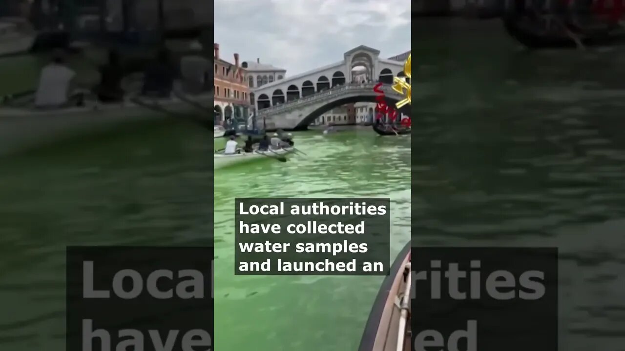 Venice's Central Waterway Turns Fluorescent Green, Prompting Investigation #news #reels #shorts