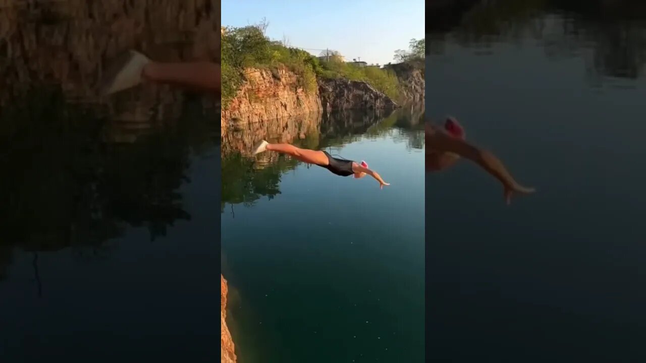 Hot Chinese Girl Jumps Off Cliff