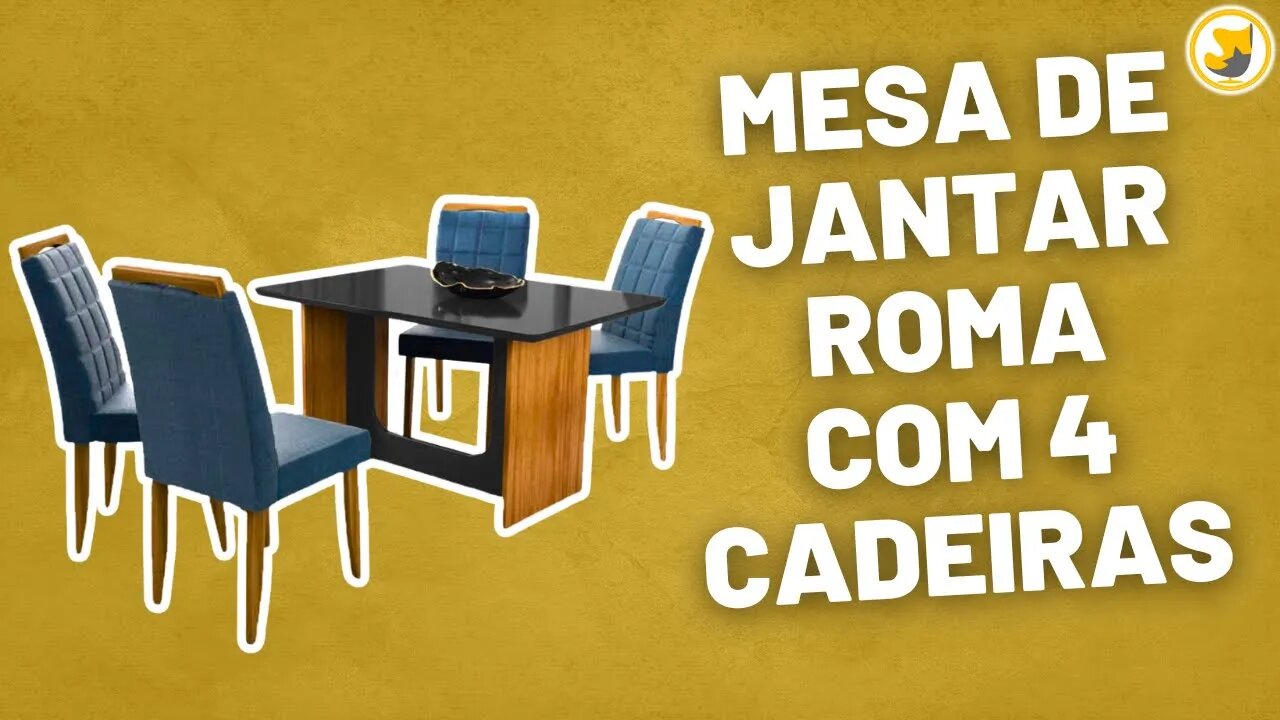 Mesa de Jantar Roma 120x90cm com 4 Cadeiras Minas Plac Cinamomo