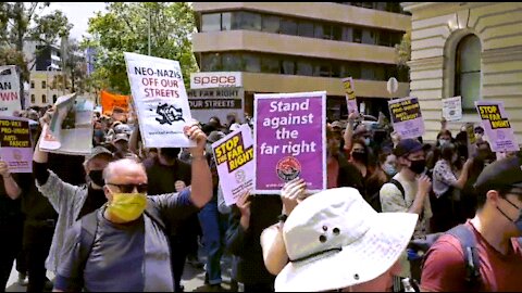 Masked zombies are counter protesting those fighting for freedom in Melbourne right now
