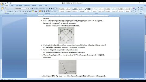 QUESTIONS ON POLYGONS