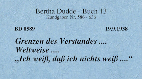 BD 0589 - GRENZEN DES VERSTANDES .... WELTWEISE .... "ICH WEISS, DASS ICH NICHTS WEISS ...."