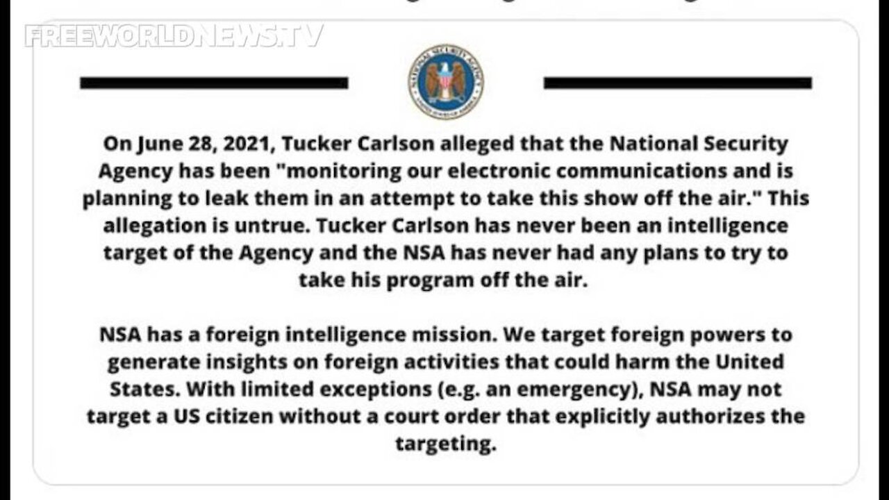 NSA Responds To Tucker Carlson Illegal Spy Claim -