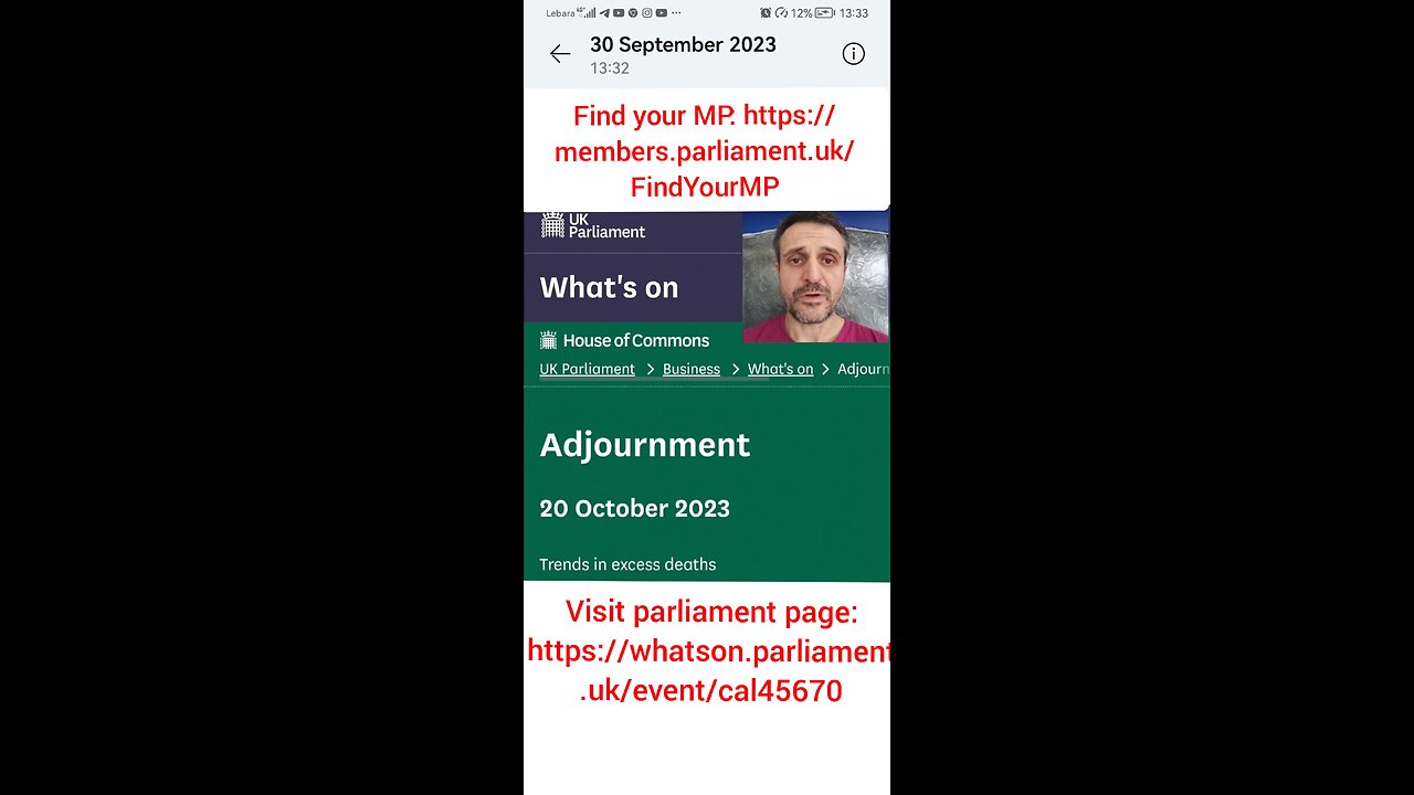 💥Ask Your MP To Attend Parlament Excess Death Debate 20/10/23 Please Share💥