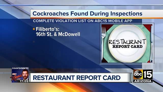 Roaches found during recent health inspections