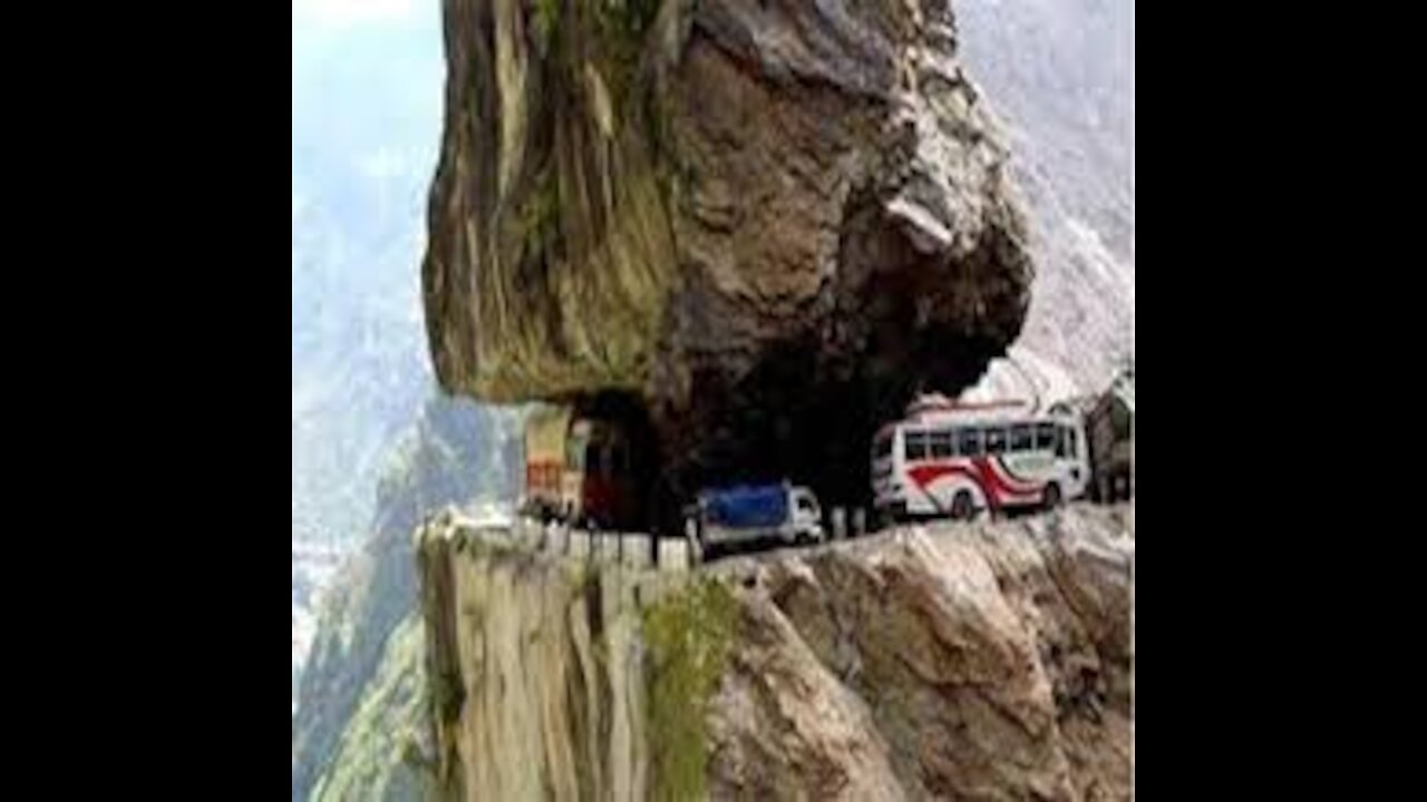 World famous dangerous road turn mountain