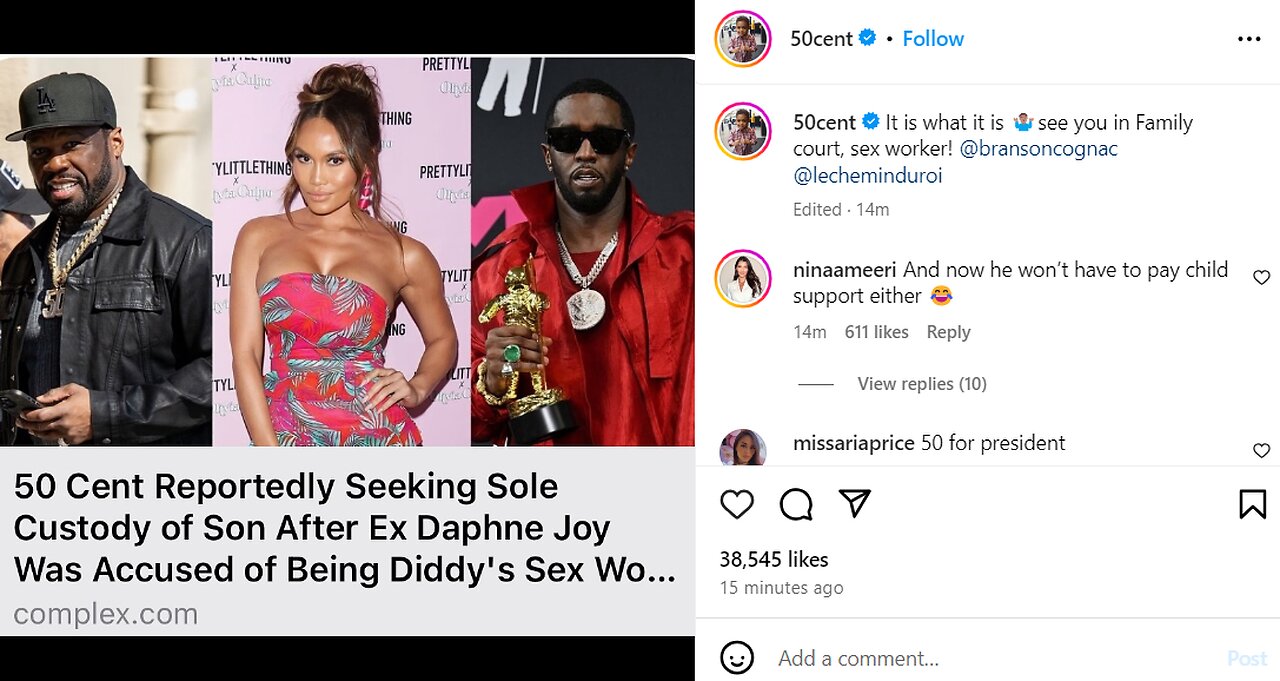 50 Cent taking his Baby Momma 'Diddy's Sex Worker' to court for CUSTODY of their SON